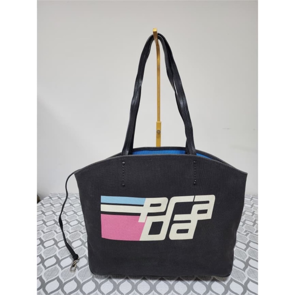 Authentic Prada Canapa Racing Logo Tote Bag Black